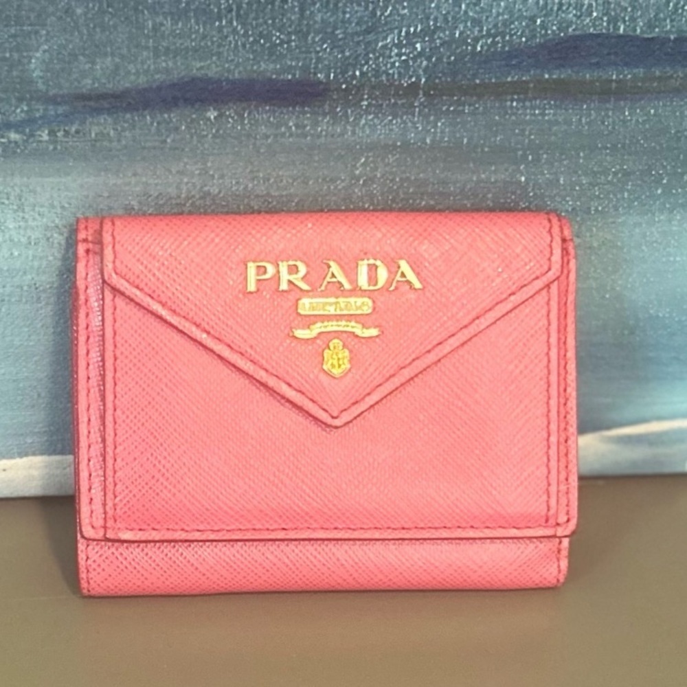 Prada Pink Saffiano Leather Tri-Fold Wallet - Picture 3 of 9